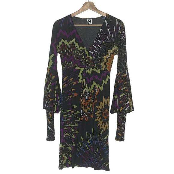 Missoni Abstract‎ V-Neck Bell-Sleeve Dana Dress Size 4 - Picture 2 of 12